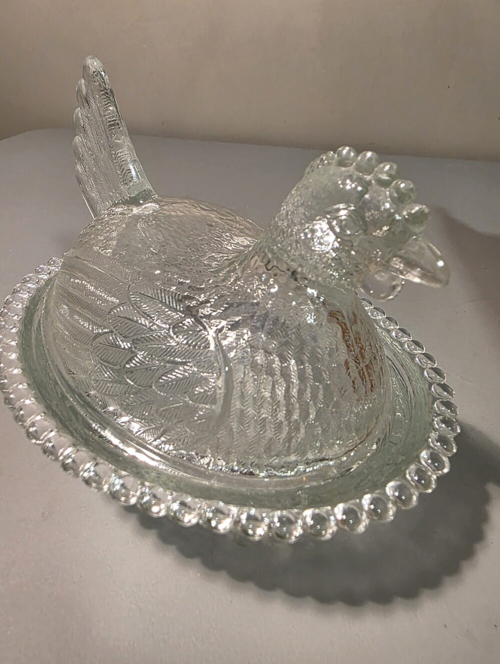 Clear Glass Hen Covered Dish - Decorative Home Art